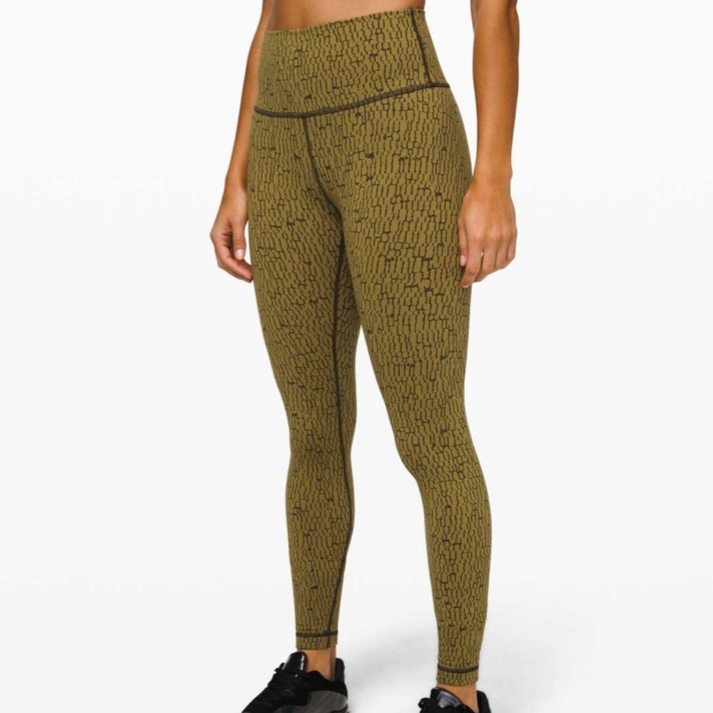 LULULEMON Jacquard Mossy Dark‎ Olive Wunder Under High-Rise Tight 28" Luxtreme 6